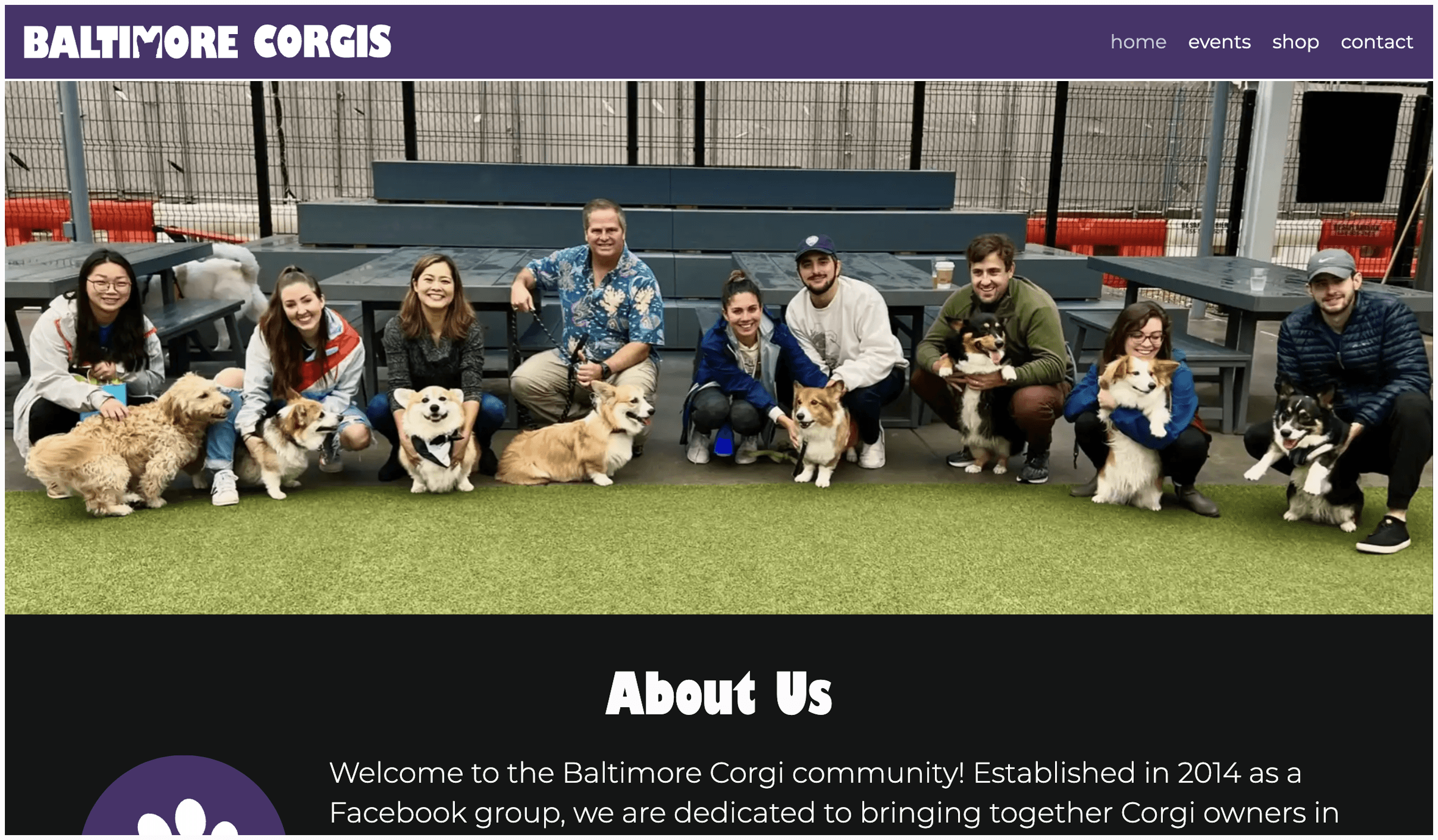 Baltimore Corgis website screenshot